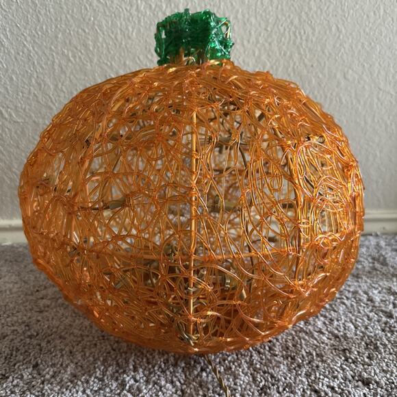 VTG 15" Spun Spaghetti Lucite Plastic Pumpkin Jack O Lantern Light Decor - Picture 5 of 9